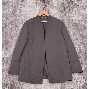 Marina Rinaldi Jacket 21 Womens Gray Cotton Silk Linen Ribbed Blazer Plus Size